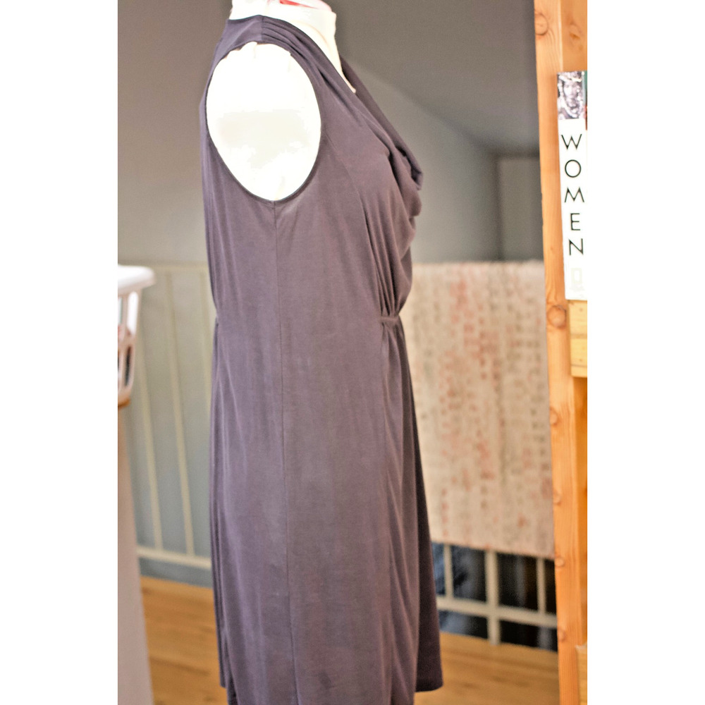 Maeve Women’s Medium Sleeveless Cowl Neck Dress Charcoal Gray Modal Midi - Picture 3 of 11